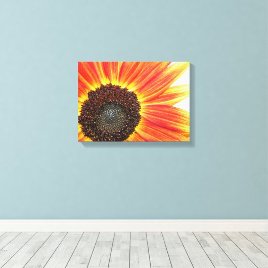 Oranje Zonnebloem Canvas Afdruk (Insitu (Houten vloer))