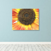 Oranje Zonnebloem Canvasprint Canvas Afdruk (Insitu (Houten vloer))