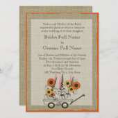 Oranje Zonnebloem Country Wagon Wedding Kaart (Voorkant / Achterkant)