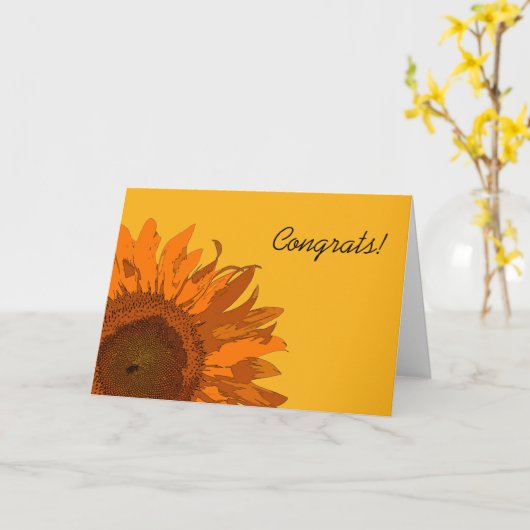 Oranje zonnebloem - Geel gefeliciteerd Kaart (Gele Bloem)