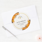 Oranje Zonnebloem Herfst bruiloft Save the Date Ronde Sticker (Envelop)