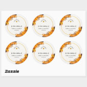 Oranje Zonnebloem Herfst bruiloft Save the Date Ronde Sticker (Vel)