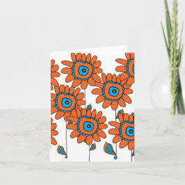 Oranje Zonnebloem III door Cynthia Turner Designs Kaart