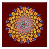 Oranje Zonnebloem Mandala Perfect Poster (Voorkant)