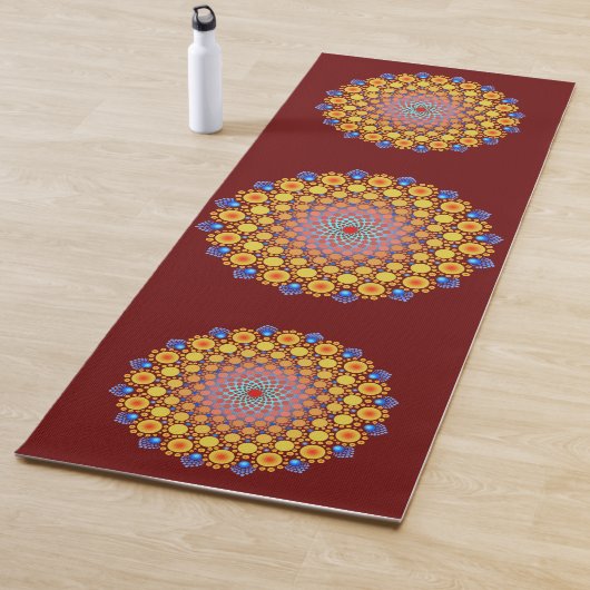 Oranje Zonnebloem Mandala Yogamat (In situ)