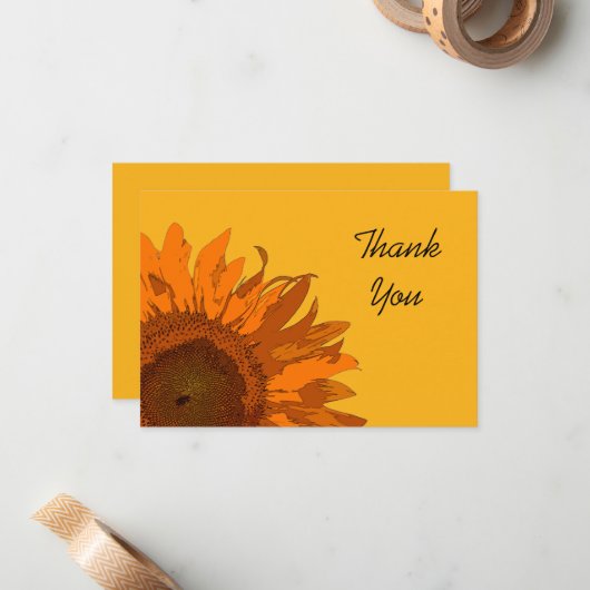 Oranje zonnebloem op gele vlam notitiekaartje (Voorkant / Achterkant in situ)