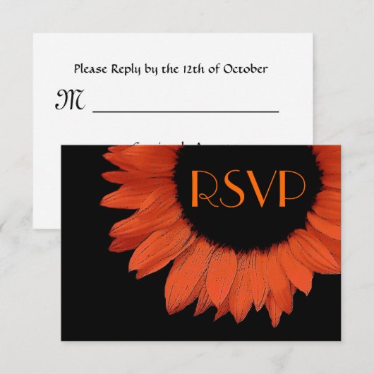 Oranje Zonnebloem RSVP Weddenschap (Voorkant / Achterkant)