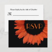 Oranje Zonnebloem RSVP Weddenschap Kaartje (Voorkant / Achterkant)