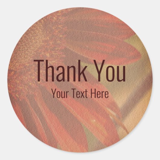 Oranje zonnebloem ventilator Dank u persoonlijk Ronde Sticker (Voorkant)