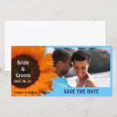 Oranje Zonnebloem Wedding Bewaar de datum Fotokaar Save The Date (Voorkant / Achterkant)