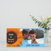 Oranje Zonnebloem Wedding Bewaar de datum Fotokaar Save The Date (Staand voorkant)