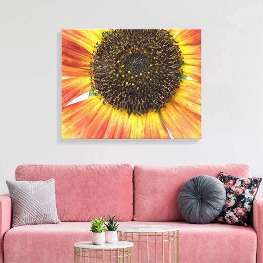 Oranje zonnebloemcanvas afdrukken (Insitu (Woonkamer))