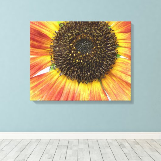 Oranje zonnebloemcanvas afdrukken (Insitu (Houten vloer))