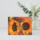 Oranje zonnebloemen briefkaart (Staand voorkant)
