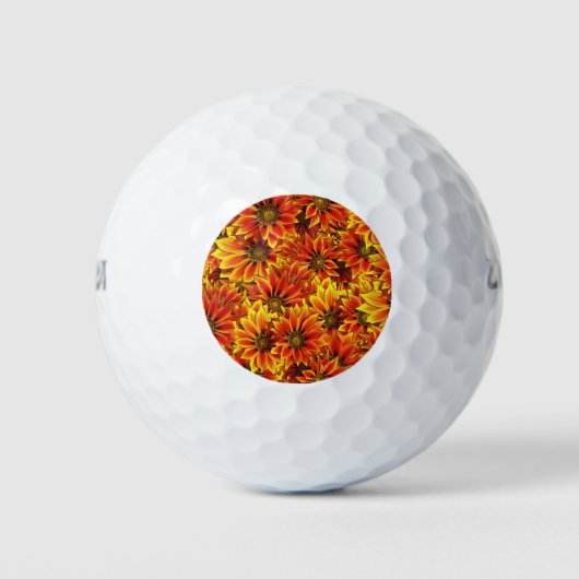 Oranje zonnebloemen golfballen (Voorkant)