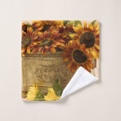 Oranje zonnebloemen in tin mandje bad handdoek (Wasdoekje)