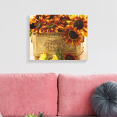 Oranje zonnebloemen in tin mandje canvas afdruk (Insitu (Woonkamer))