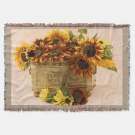 Oranje zonnebloemen in tin mandje deken