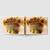 Oranje zonnebloemen in tin mandje gastenboek (Volledig)