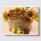 Oranje zonnebloemen in tin mandje gastenboek (Achterkant)