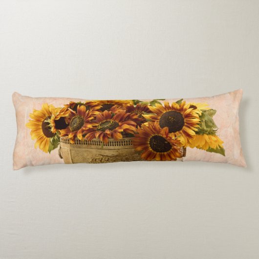 Oranje zonnebloemen in tin mandje lichaamskussen (Achterkant)