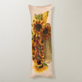 Oranje zonnebloemen in tin mandje lichaamskussen (Achterkant (Verticaal))