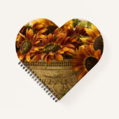 Oranje zonnebloemen in tin mandje notitieboek (Voorkant)