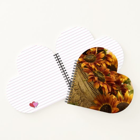 Oranje zonnebloemen in tin mandje notitieboek (Binnen)