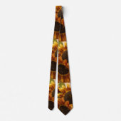 Oranje zonnebloemen in tin mandje stropdas (Achterkant)