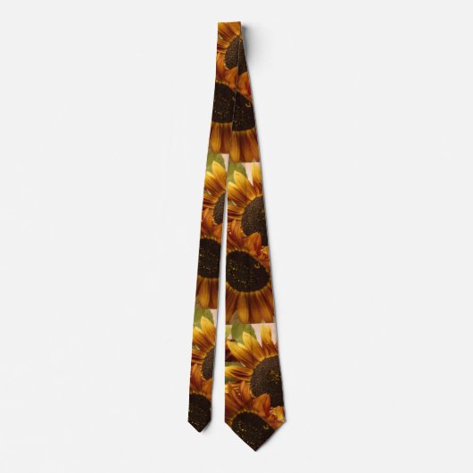 Oranje zonnebloemen in tin mandje stropdas (Achterkant)