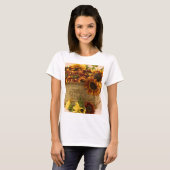 Oranje zonnebloemen in tin mandje t-shirt (Voorkant volledig)