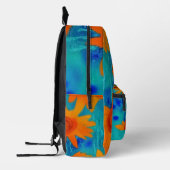  oranje zonnebloemen met aqua blauw bedrukte rugzak (Links)
