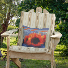 Oranje zonnebloemen met strepe Sierkussen