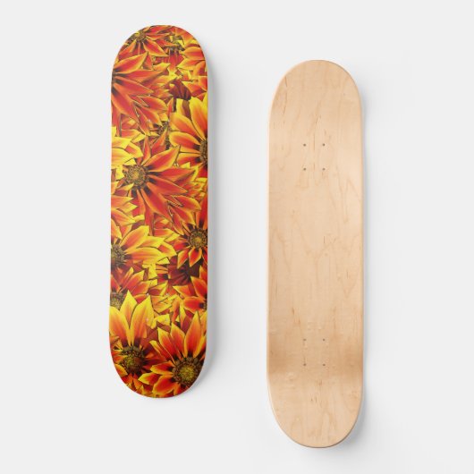 Oranje zonnebloemen persoonlijk skateboard (Voorkant)