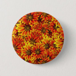 Oranje zonnebloemen ronde button 5,7 cm