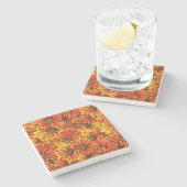 Oranje zonnebloemen stenen onderzetter (Zijkant)