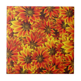 Oranje zonnebloemen tegeltje