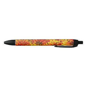 Oranje zonnebloemen zwarte inkt pen