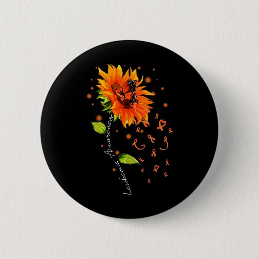 Oranje zonnebloemoes leukemie Awarene Ronde Button 5,7 Cm (Voorkant)