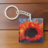 Oranje zonnebloempitten sleutelhanger