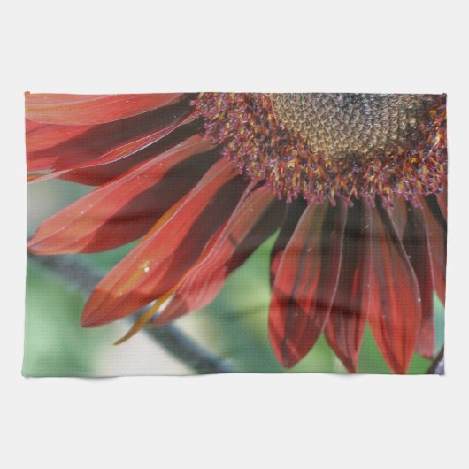 Oranje zonnebloempitten theedoek (Horizontaal)