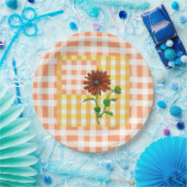 Oranje zonnebloemplaat papieren bordje (Feest)