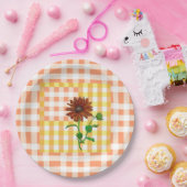 Oranje zonnebloemplaat papieren bordje (Feest)