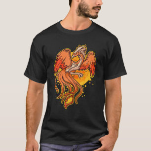Oranje zonnebrand Phoenix Spiritueel totem estheti T-shirt