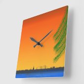 Oranje ZonneNatuur Vierkante Klok (Hoek)