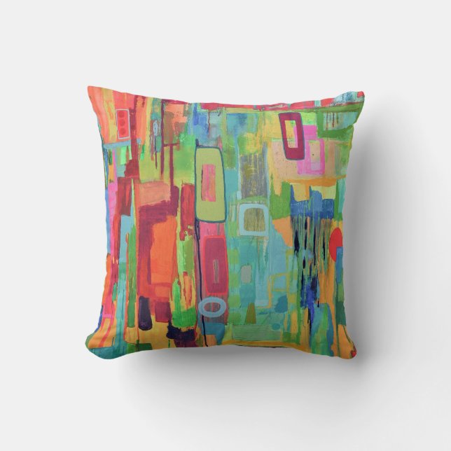 Oranje zonneschijn 16 x 16 Poly Sierkussen (Voorkant)