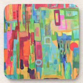 Oranje zonneschijnset van 6 Onderzetters (Voorkant)