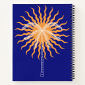 Oranje zonnestralen witte lijnpalmboom notitieboek (Achterkant)