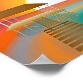 Oranje zonnestrand met palmboom Hut Poster (Hoek)