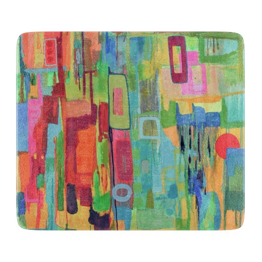 Oranje Zonnezonne-energie 6 x 7 Deco Glazen Raad Snijplank (Voorkant)